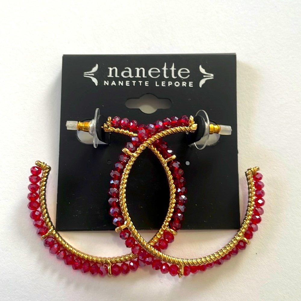 Ruby red hoop earrings
